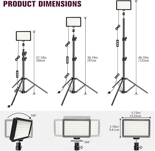 Miniatura 3 de Kit de Iluminación para Fotografía Luz de Video LED Regulable 5600K USB para Estudio de Video y Transmisión con Soporte de Trípode Ajustable