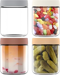 4 Pack 16 OZ Overnight Oats Jar, 500ml Glass Mason Jars with Lids, Glass Jars for Overnight Oats Salad Jars Fruit Yogurt P...