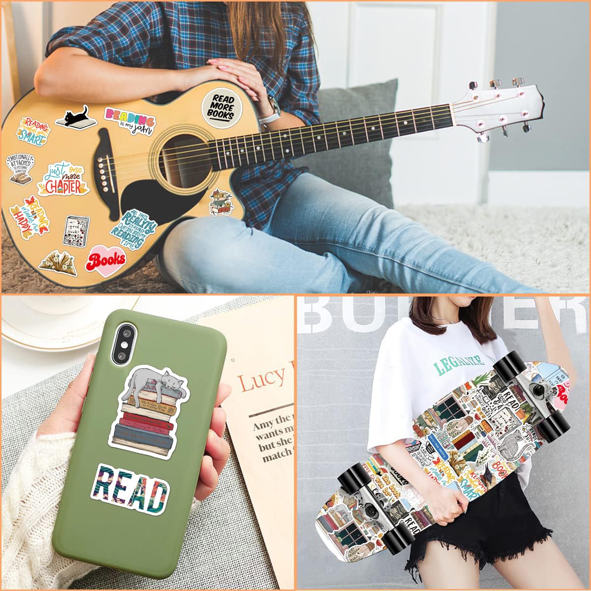 YTSQLER 100-Piece Book Stickers - Assorted Designs For Decorating Notebooks, Journals & Planners
