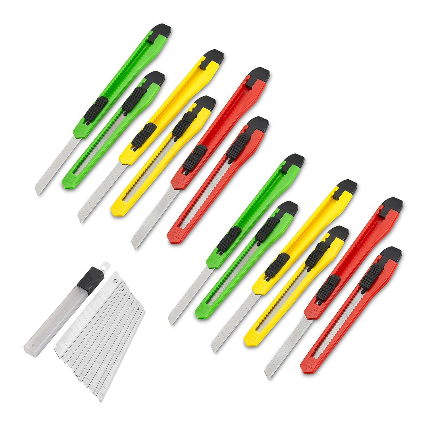 Retracting Razorblade KIYO Utility Knife 9-MM Box Cutter (12 PACK) Retractable Razor Blades ...