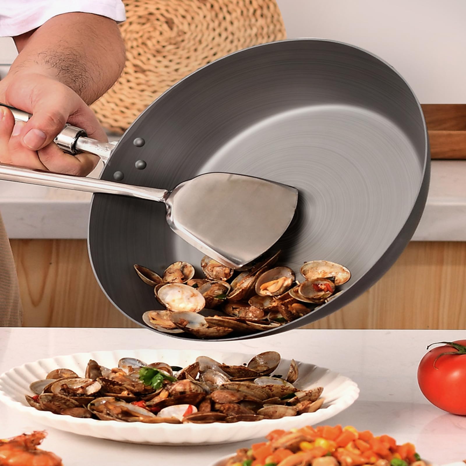 Ultralekki Tytanowy Garnek I Patelnia Wok Tytanowa I Ceramiczna Patelnia Wok Z Powłoką Nieprzywierającą, Patelnia Wok Z Powłoką Nieprzywierającą I Szklaną Pokrywką – Patelnia Do Głębokiego Mieszania