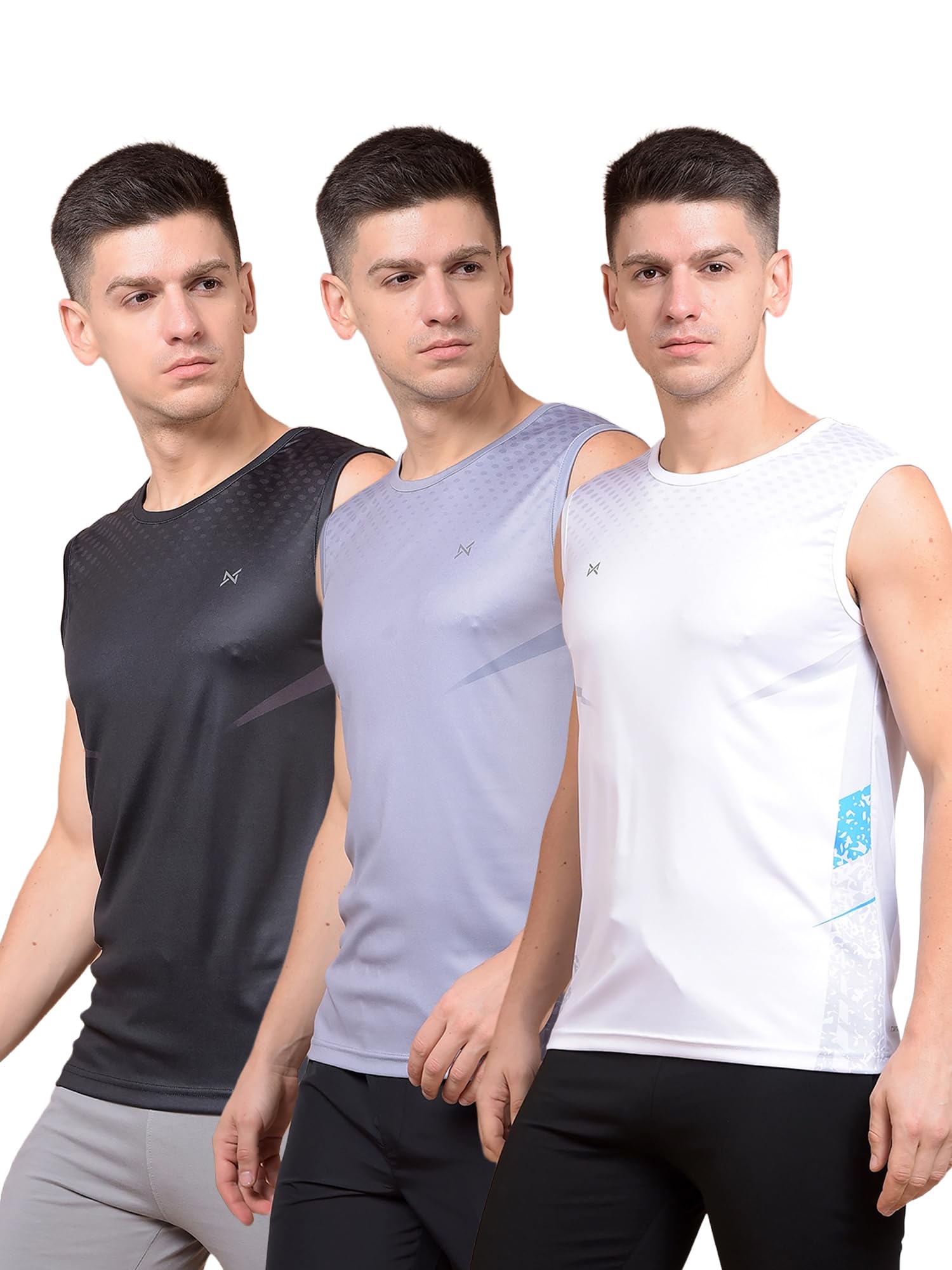 force nxt Anti Viral Anti Odour Cool Mens Muscle T-Shirt | Stylish Sleeveless Sportswear, Breathable Solid Muscle Tee | Sleeveless T-Shirt for Gym, Running, Workout, and Daily Casual Wear | Pack of 3-picture-46