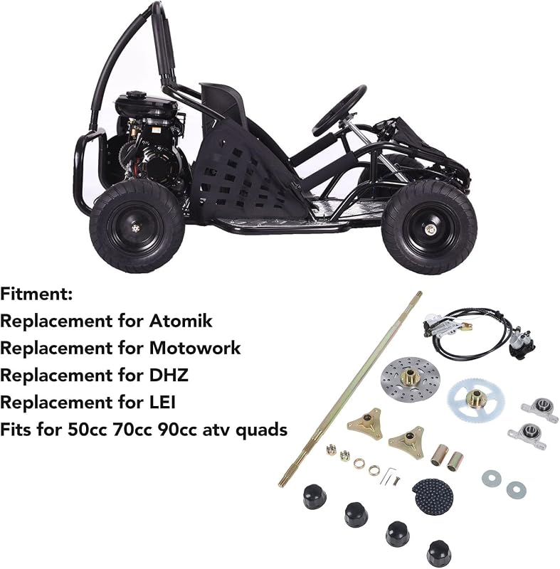 Brandev 29 Inch Go Kart Hátsó Tengely Szett, Féktárcsával és Lánckerékkel