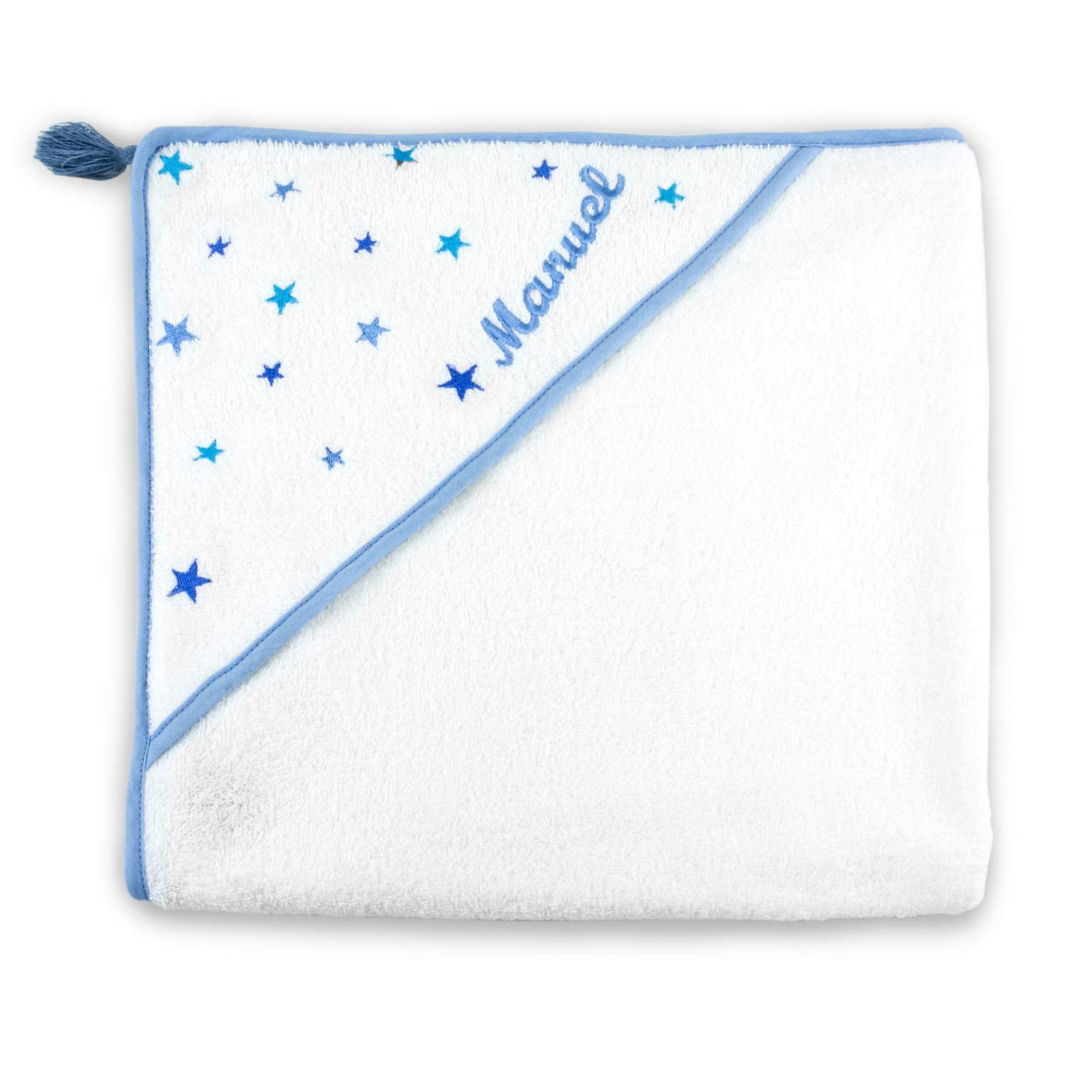BGEUROPE - Juego de baño para bebé, diseño de estrellas, color azul blanco Talla:Set of 4 Pieces (Bathrobe - 2)
