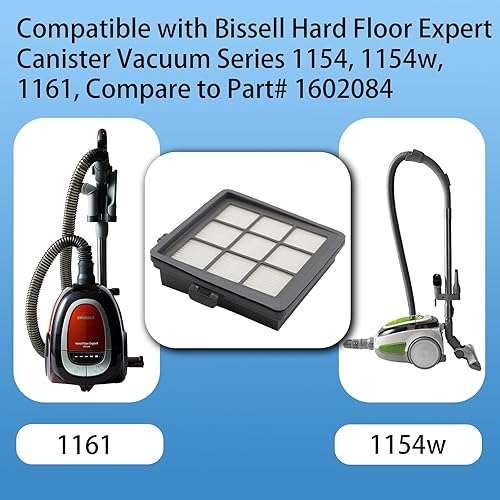Miniatura 2 de Paquete de 2 filtros 1602084 compatibles con Bissell Hard Floor Expert Series 1154, 1154w, 1161, comparado con la pieza # 1602084