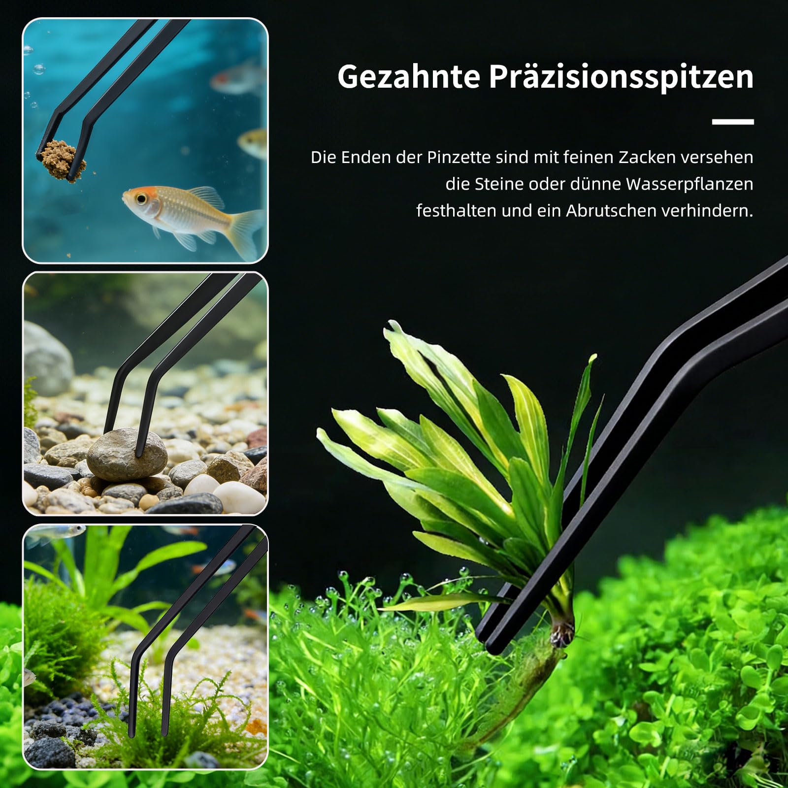 Juego de 2 pinzas de acuario largas de acero inoxidable, pinzas de alimentación rectas y curvas para reptiles, plantas acuáticas, accesorios protectores para dedos, serpientes, lagartos, arañas — view 5