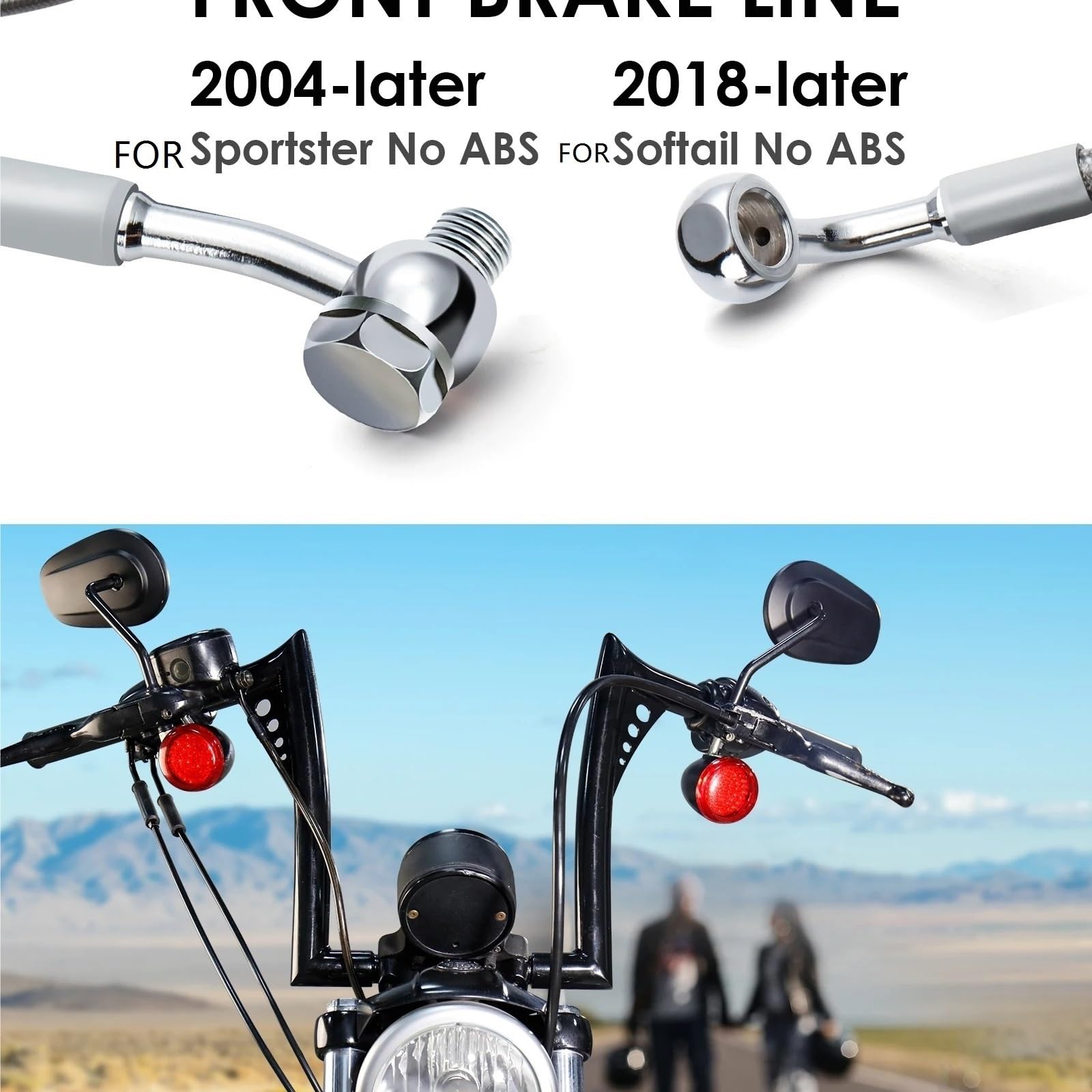 Cavi acceleratore per moto Per Sportster Softail senza ABS 113/118/123/128CM Tubi freno anteriori intrecciati acciaio inossidabile(113CM Black)