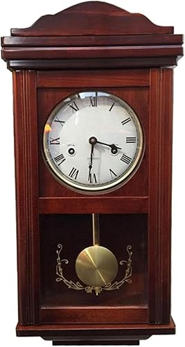 Wall Clock Chime Grandfather Clocks European Retro Living Room Decor Mechanical Manual Winding Vintage Roman Numerals Pendulum Movement Solid Wood