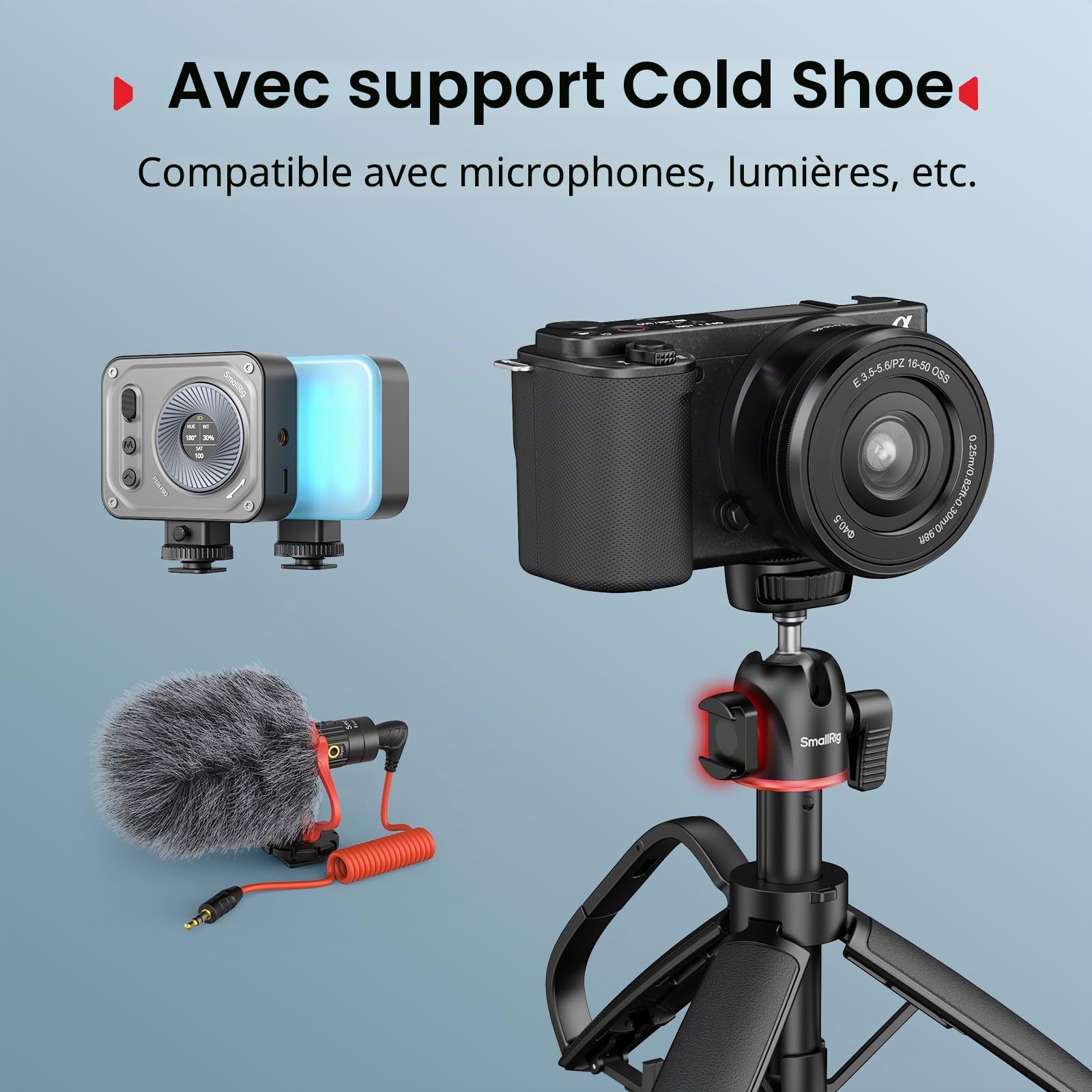 SMALLRIG Mini trépied de Bureau Portable, trépied de Table avec rotule à 360°, vis 1/4"-20 pour Reflex numérique, Appareil Photo, téléphone,pour Gopro Hero 13/12/11/10-5285B