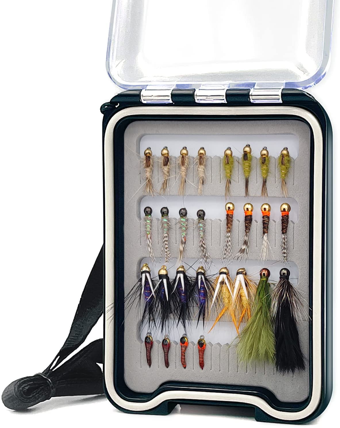 Fly Fishing Flies Kit, Premium Hand-Tied Fly Fishing Flies Assortment, Dry/Wet Flies, Nymphs Scud Streamers Flies with Portable Fly Fishing Box for Trout Fishing Lures