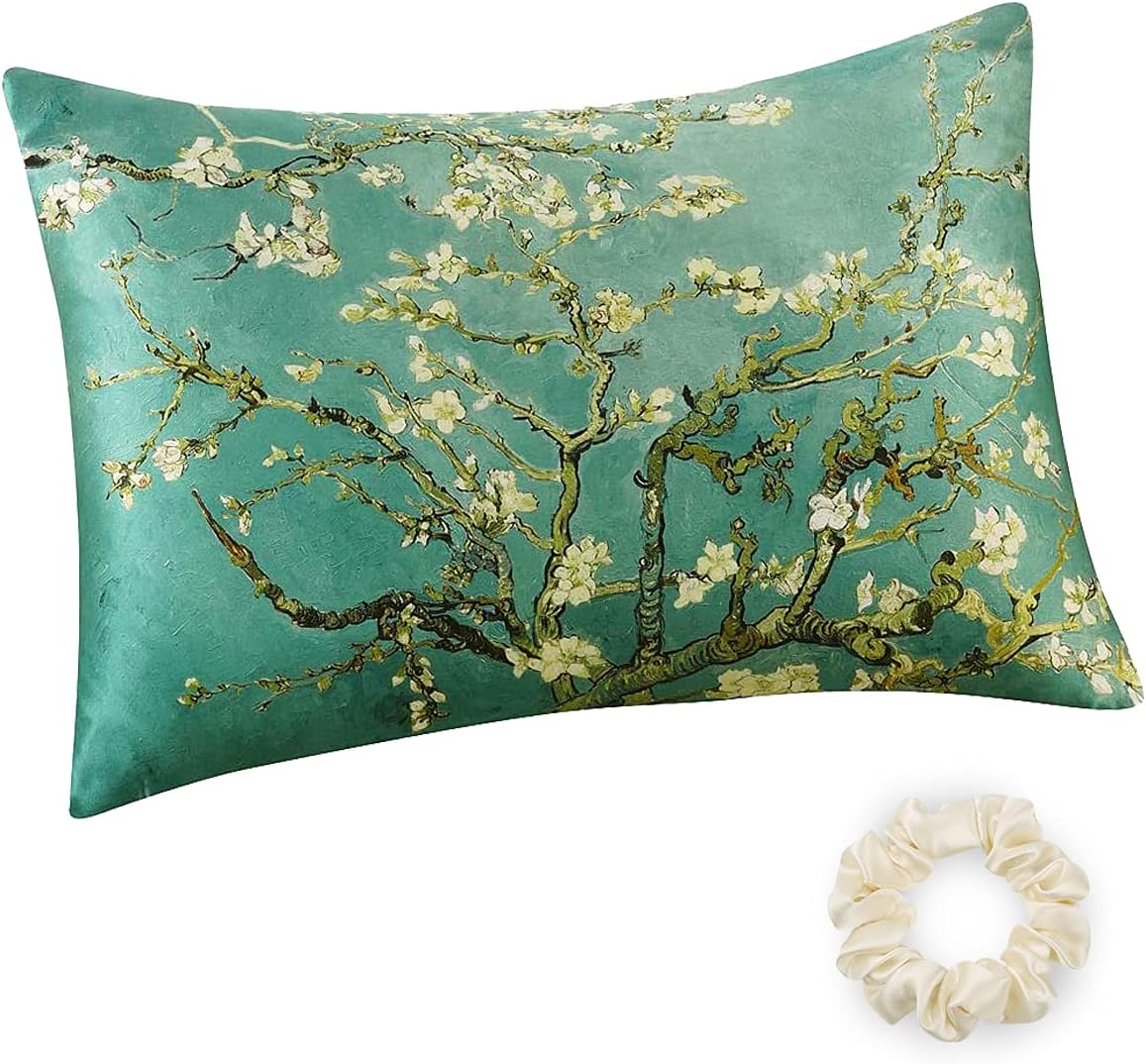 ALASKA BEAR® - Luxurious Silk Pillowcase for Hair & Facial Beauty Queen Standard Size, Room Decor Pillow Case with Custom Painting
