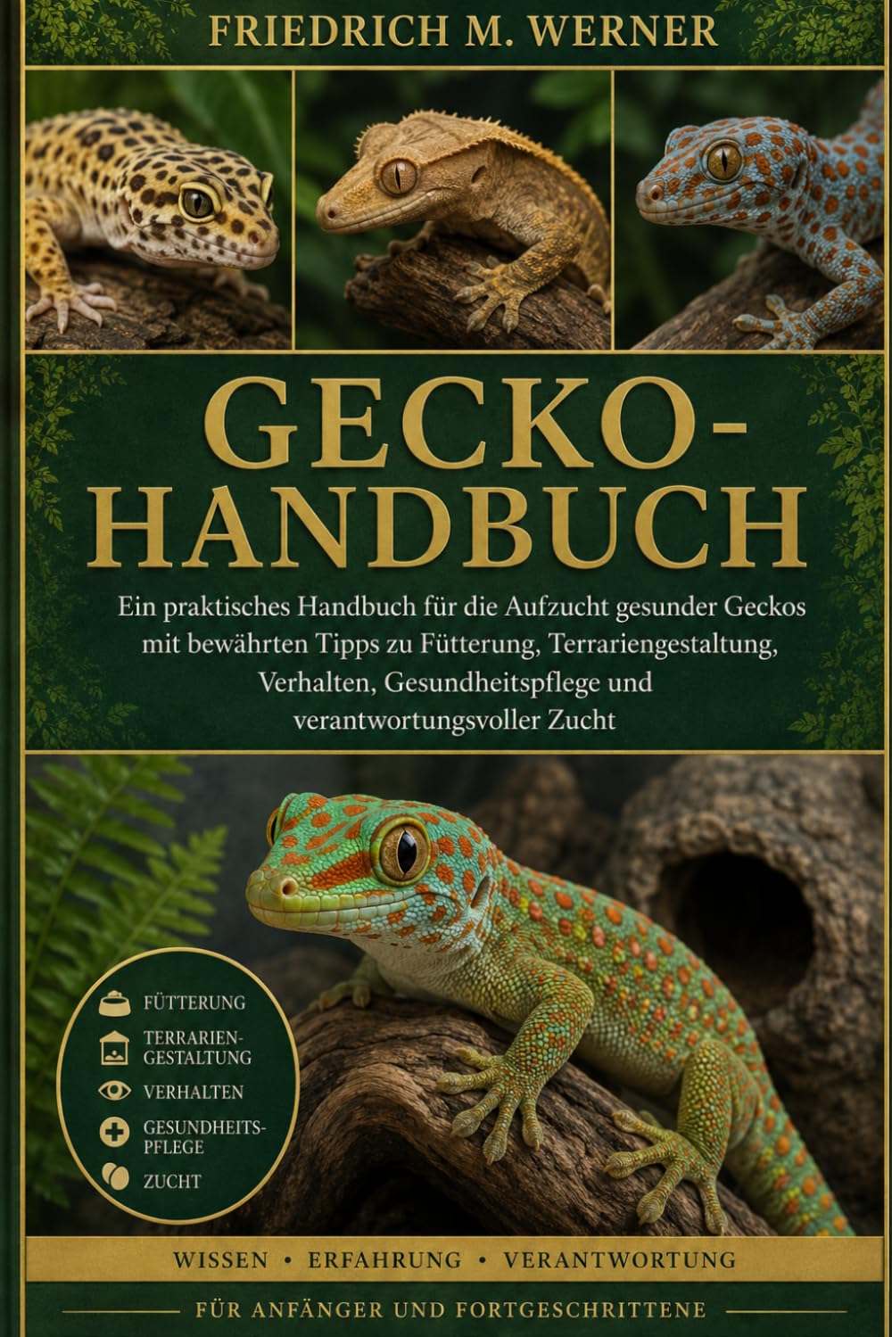 GECKO-HANDBUCH: Ein praktisches Handbuch für die Aufzucht gesunder Geckos mit bewährten Tipps zu Fütterung, Terrariengestaltung, Verhalten, Gesundheitspflege und verantwortungsvoller Zucht