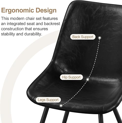 Miniatura 6 de Yaheetech Juego de 2 sillas de comedor modernas tapizadas con asiento de piel sintética y patas de metal para el hogar, cocina, diseño sin brazos,
