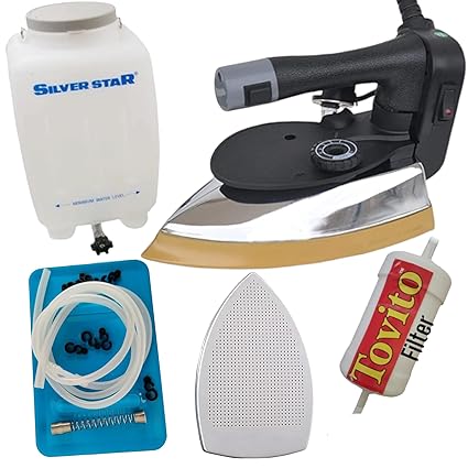 Tovito by Silverstar ES 300 L 1600 watt 2023 Indusrial Electric Steam iron with 4ltr Water tank, Big Golden Base, Heavy Duty, High Pressure