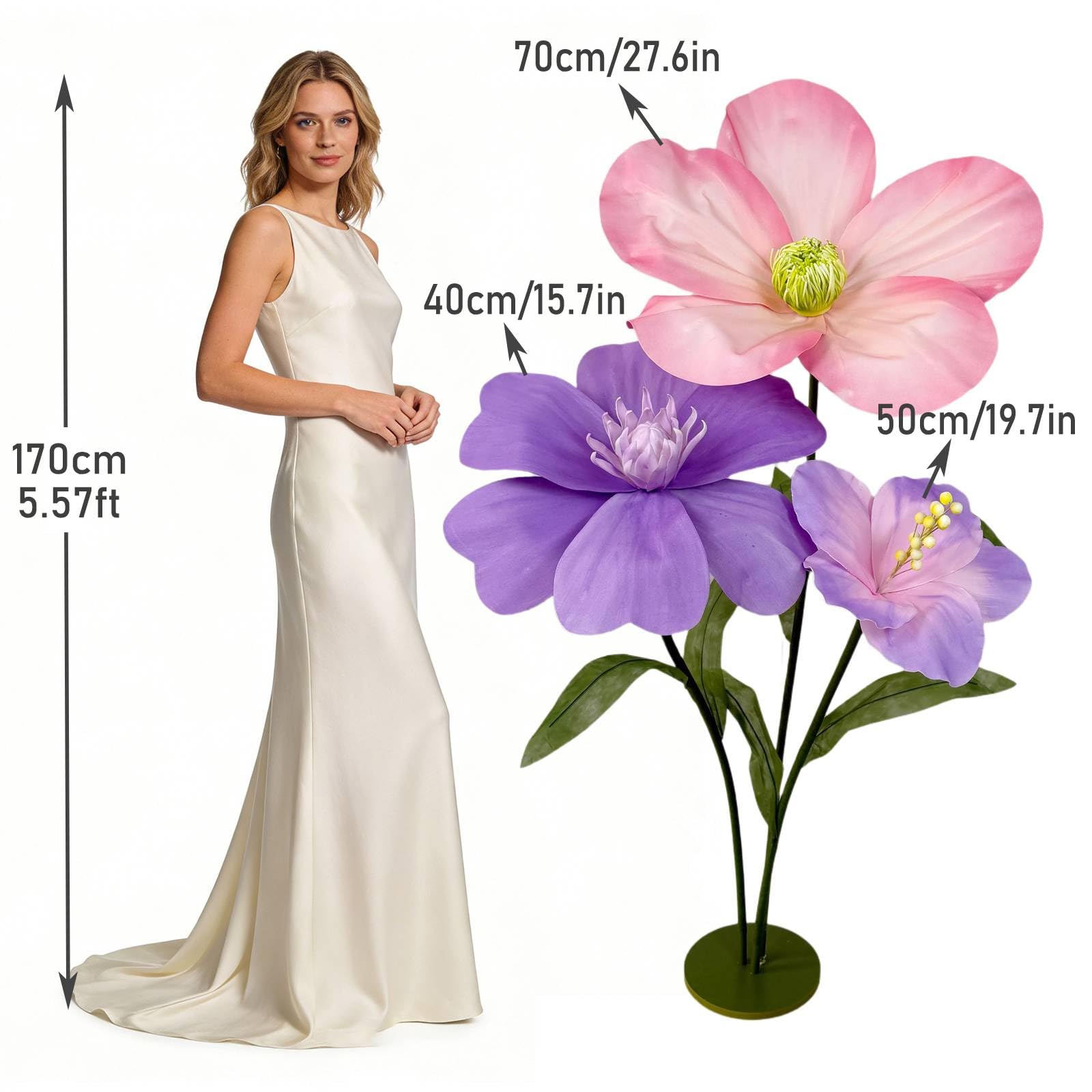 Sztucznych Kwiatów Gigantyczne Kwiaty, Ślubne Duży Sztuczny Kwiat, Gigantyczne Dekoracje Kwiatowe, Do Rękodzieła DIY Urodziny Dekoracje Weselne F,One Size
