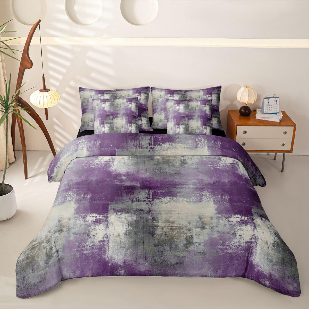 Loussiesd Set di biancheria da letto con copripiumino per letto singolo, 7 pezzi, motivo geometrico, arte ombré, per bambini, ragazzi e ragazze, con copripiumino, lenzuola, federe, federe