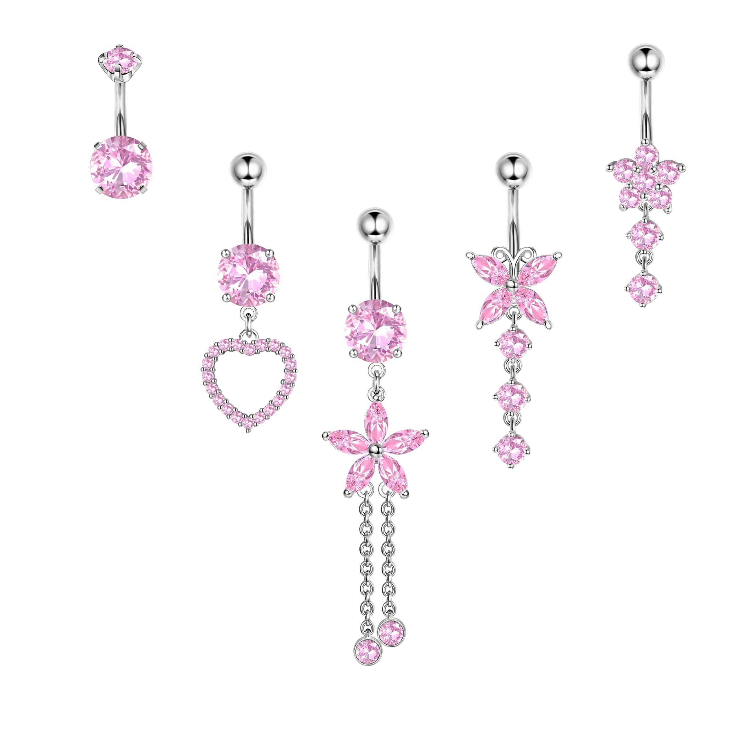 KRFY 5 Piezas Piercing Ombligo Piercing Ombligo Plata y Piercing Ombligo Oro Acero Inoxidable Hipoalergénico Piercing Ombligo Aro Cómodo De llevar Piercing Ombligo Pequeño