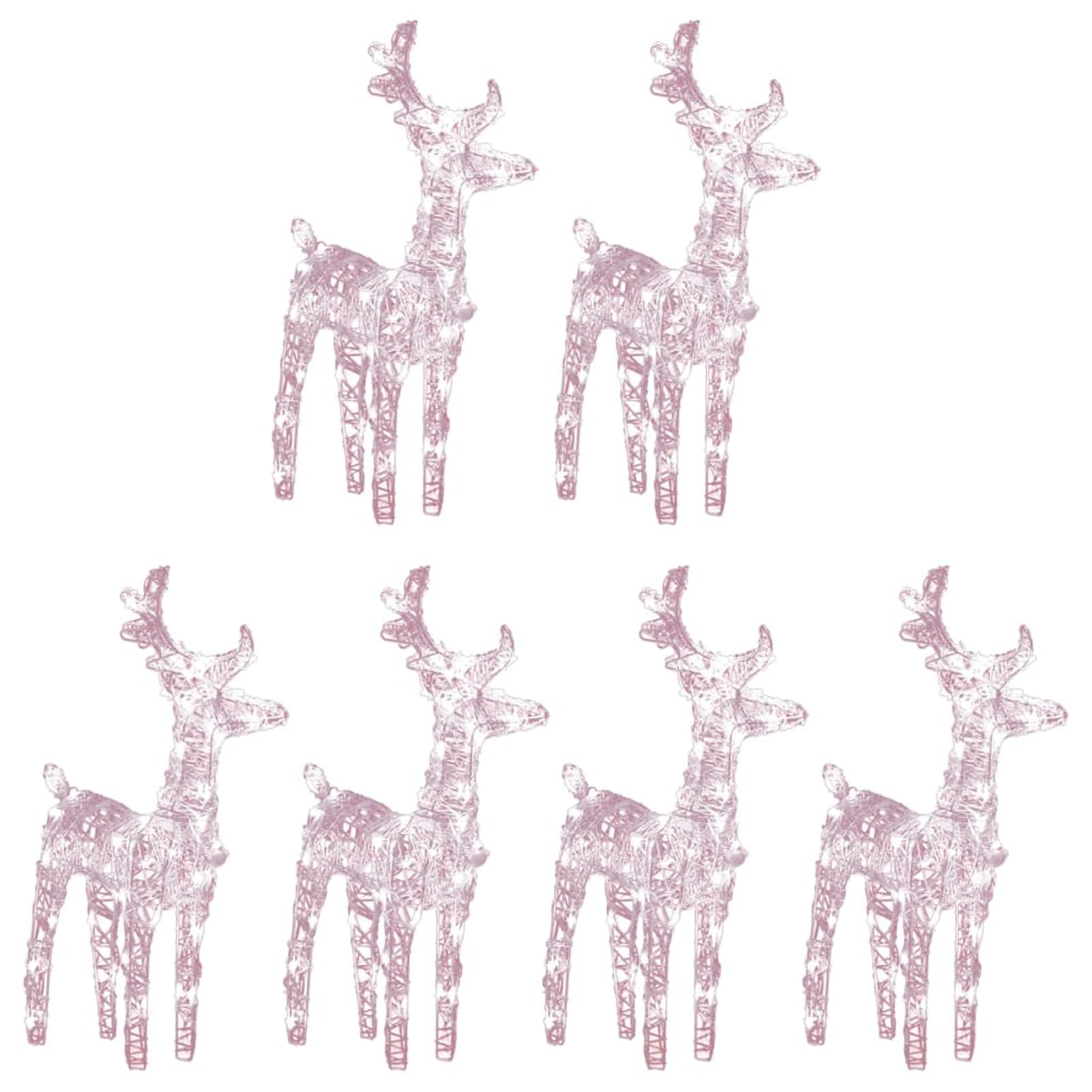 Renos de Navidad 6 Unidades 240 Leds Blanco cálido acrílico, Figuras LED, Decoracion Navidad Exterior, Figura Luz Navidad, Reno Luminoso Exterior, Navidad Exterior Figuras