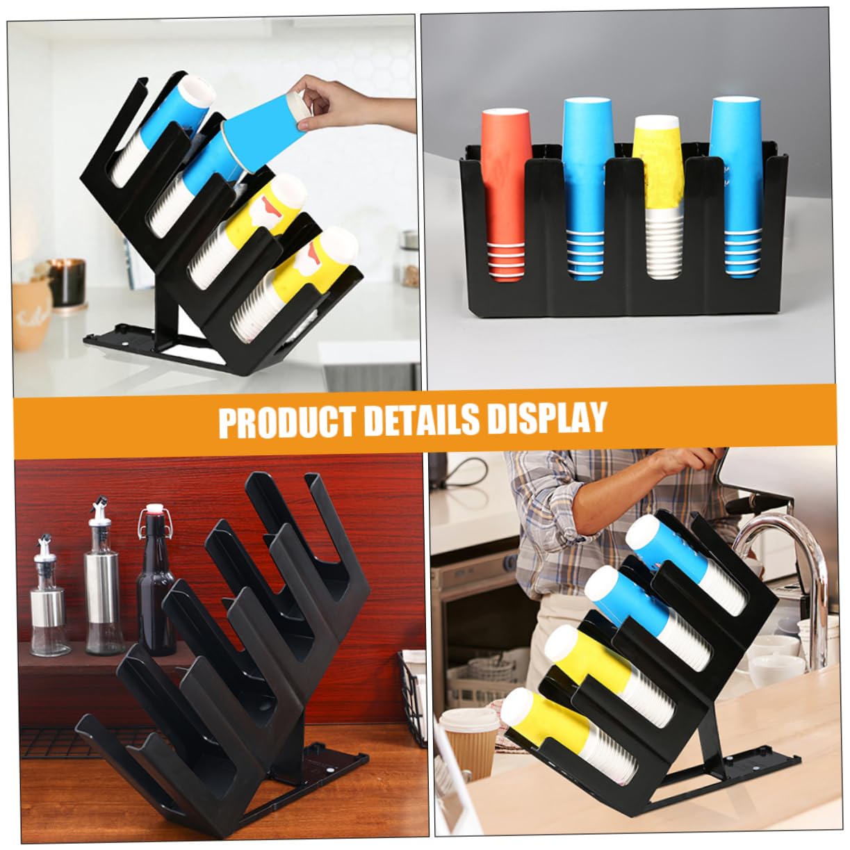 Plástico Dispensador Negro Vasos de Papel de Plegable para Cafetería