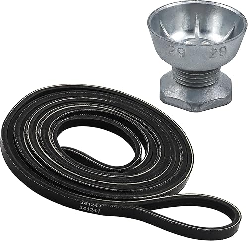 AMI PARTS - Polea de motor de secadora 8066184 y correa de tambor de secadora 341241 de AMI PARTS compatible con secadora Whirlpool Maytag Kenmore -