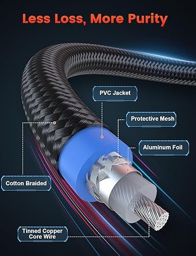 Miniatura 5 de Cable RCA de 90 grados de 3.3 pies, cable de subwoofer VANAUX macho a macho, cable de audio coaxial digital para cine en casa, barra de sonido, TV,