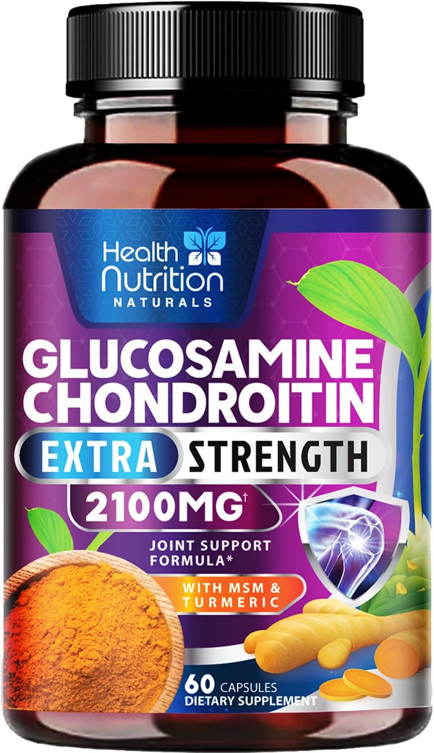 Glucosamina con condroitina cúrcuma MSM, triple fuerza 2100