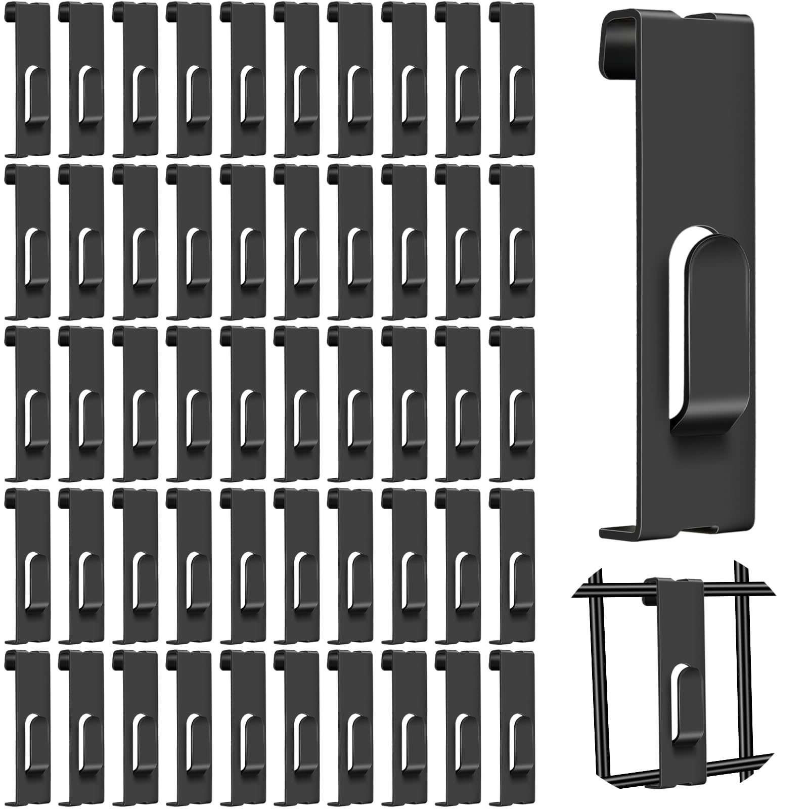 Supkiir 50Pcs Notch Hook for Grid Wall, Black Metal Picture Hanging Hooks, Utility Display Grid Wall Panel Accessories for Picture Photo Frame Painting Artworks Office Home Grid Panel
