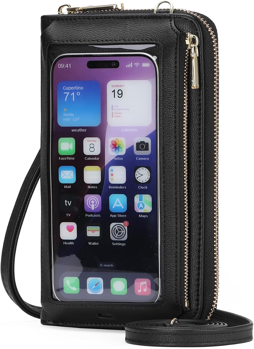 GOIACII Monedero para teléfono Bolsos cruzados para mujer Cartera de viaje pequeña Pantalla táctil Bloqueo RFID