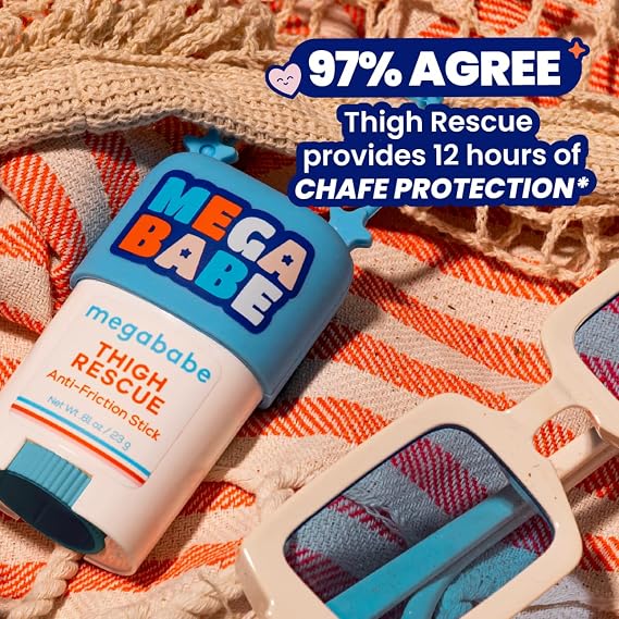 Megababe Thigh Rescue Anti-Chafe Stick Mini | Travel size, great for on-the-go | Prevents skin chafe & irritation | Thighs, arms, bra-lines & more