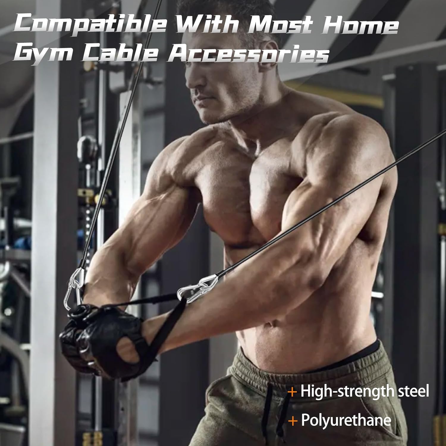 AccEncyc Cable Attachments for Gym, 2PCS Gym Cable Extension Compatible with Gym Accessories, Gym Cable Machine for LAT/Tricep Pull Down, Leg Extensions Machine - Image 6