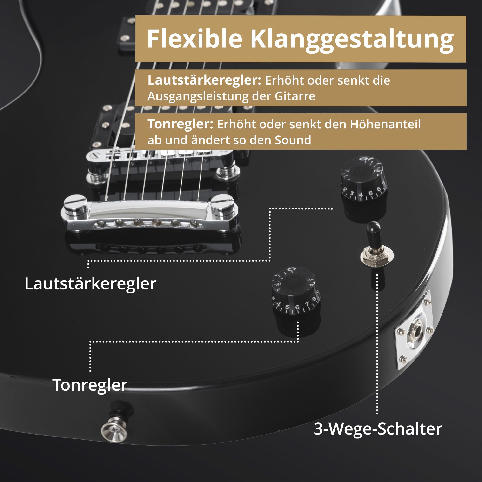 Rocktile LP-100 BL Chitarra Elettrica (Corpo: Tiglio, Tastiera Palissandro, Finitura: Nero High Gloss)