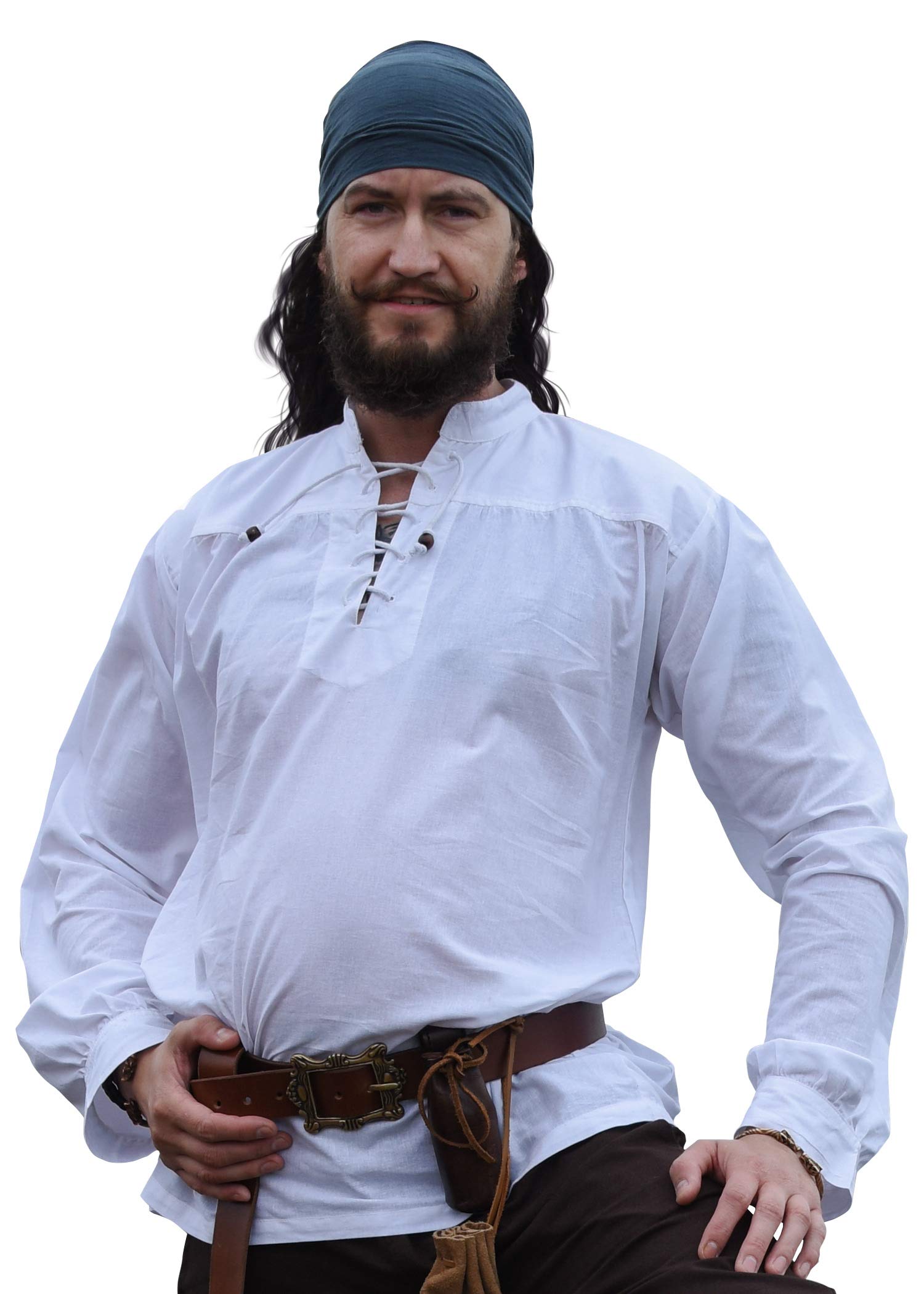 Battle-Merchant Ludwig - Mens Medieval Shirt - Viking LARP Costume - White - Small