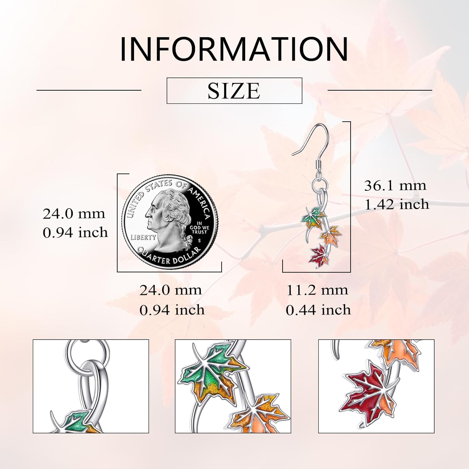 Grmdit Maple Leaf/Shamrock Earrings 925 Sterling Silver Plant Jewelry Gifts for Women - Image 4