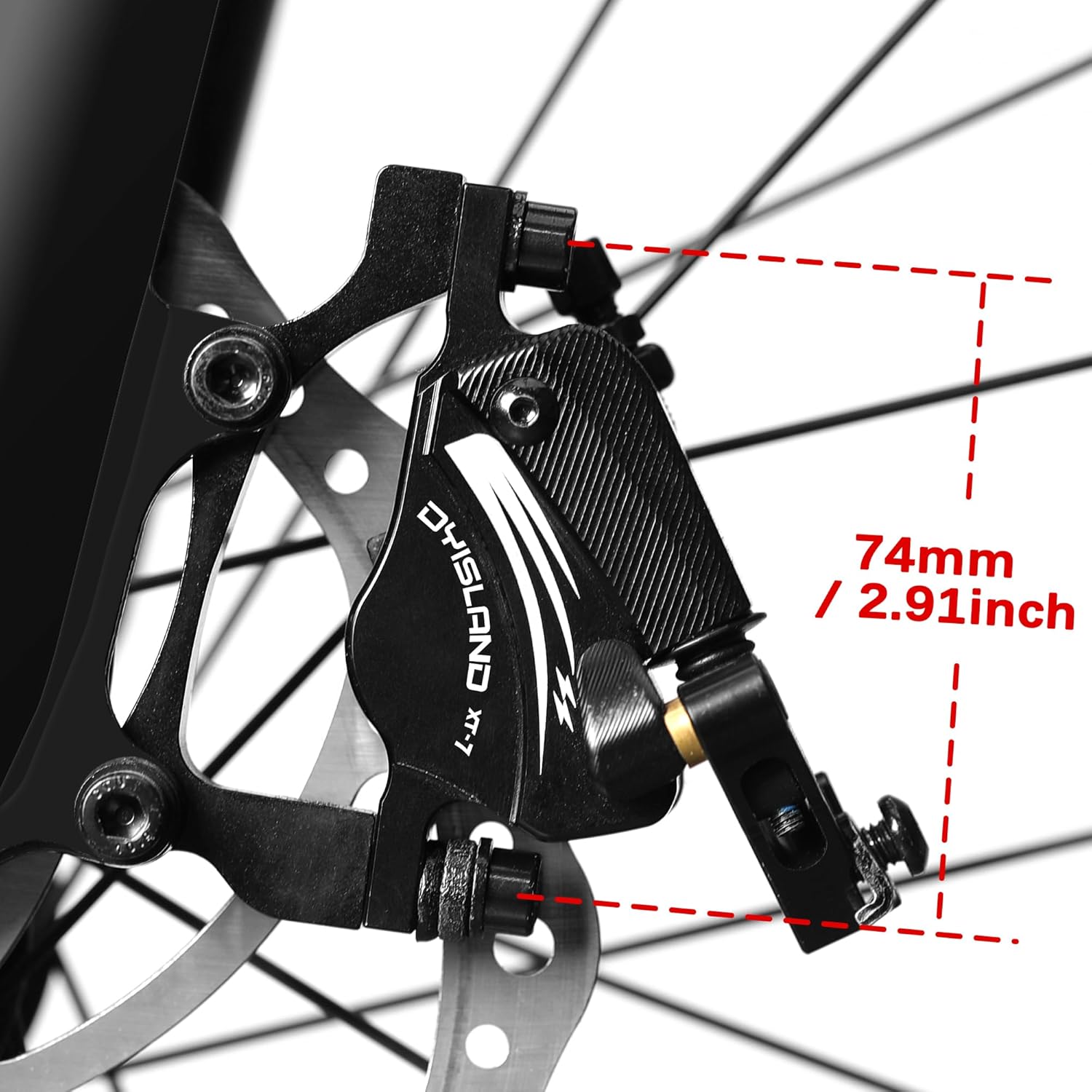 XT-7 Hydraulic Disc Brakes Calipers,Line Pulling/Cable Actuated Front & Rear Brake Calipers for MTB/Mountain Bike/E-Bike.