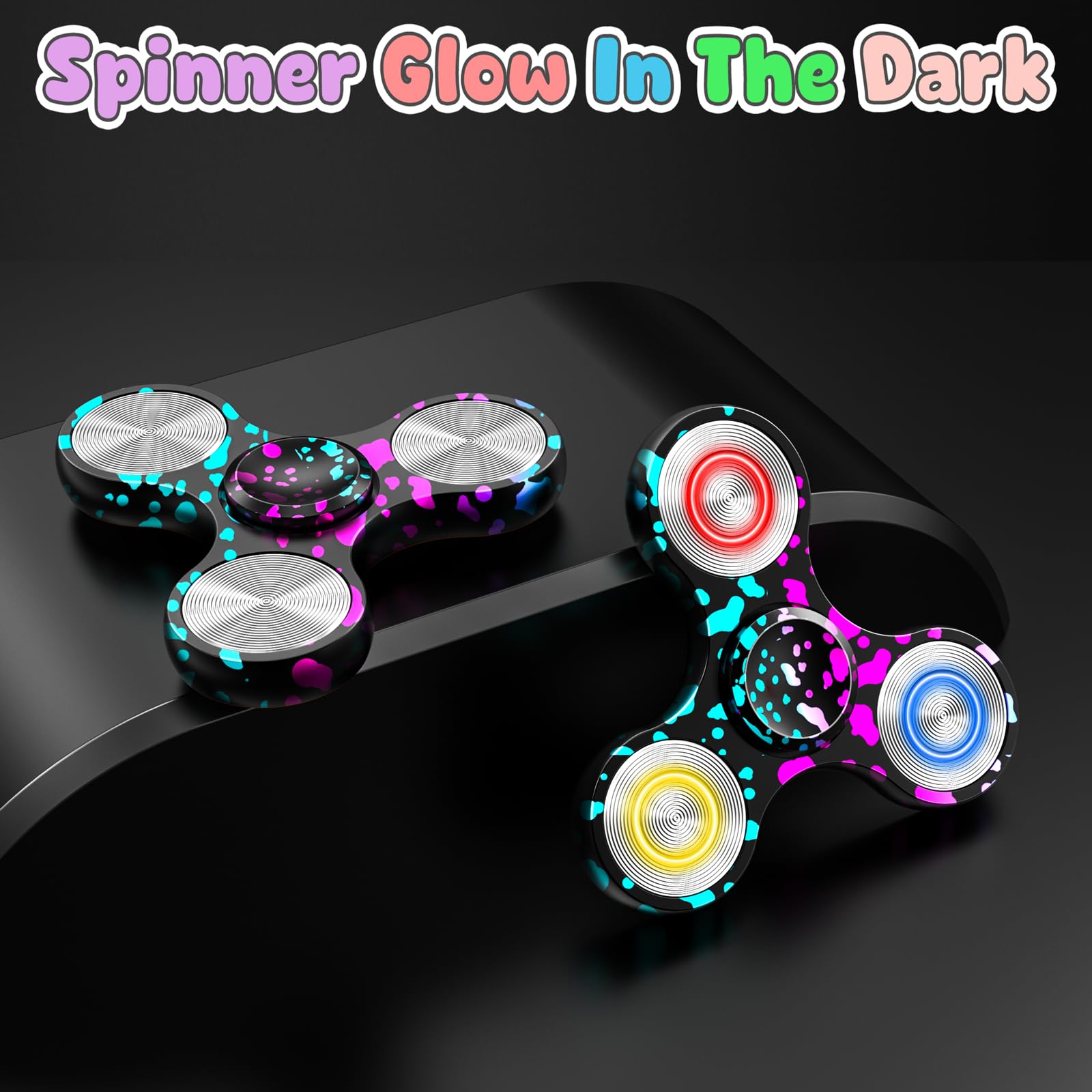 Aolcev Fidget Spinner Light Up Metal Fidget Toys Ultra Durable Stainless Steel Bearing High Speed Precision 4-10 Min Spins with Fluorescent Focus Anxiety Hand Fidget Spinners for Kids Adults-Colorful - Image 3