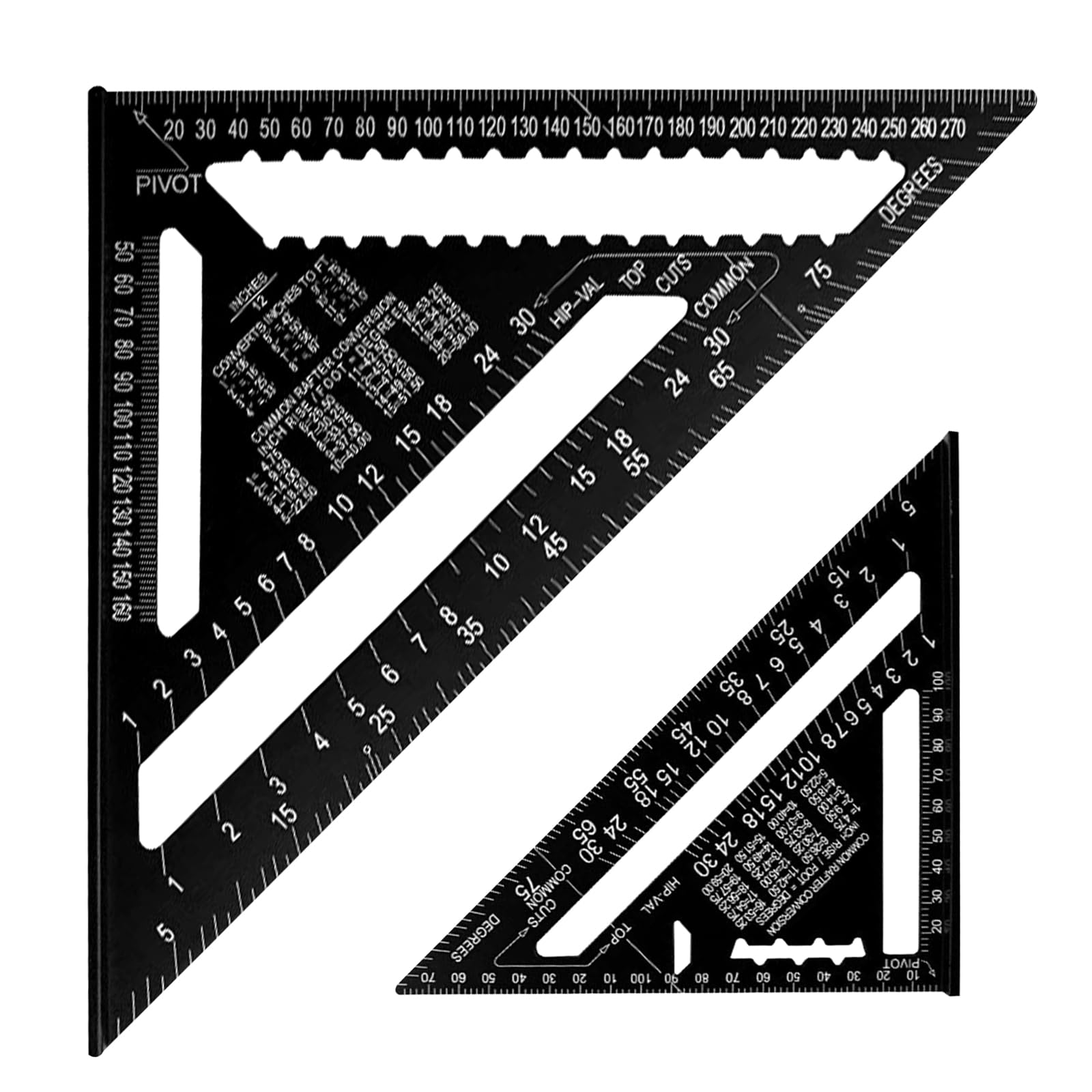 Set Speed Square Carpentry, Carpenters Roofing Builders Engineers Triangle Ruler Combination Measuring & Layout Tools, Metric 12 Inch & 7 Inch Set Squares