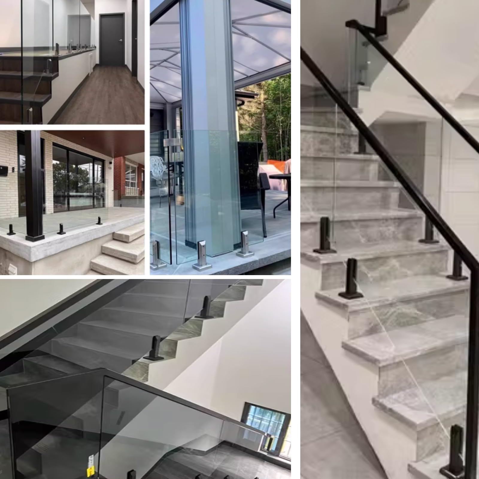 Klipsy ze stali nierdzewnej 304 do balustrad schodowych i ogrodzeń basenowych, długość 20 cm, 32 czarne elementy mocujące, akcesoria do słupków wiejskich