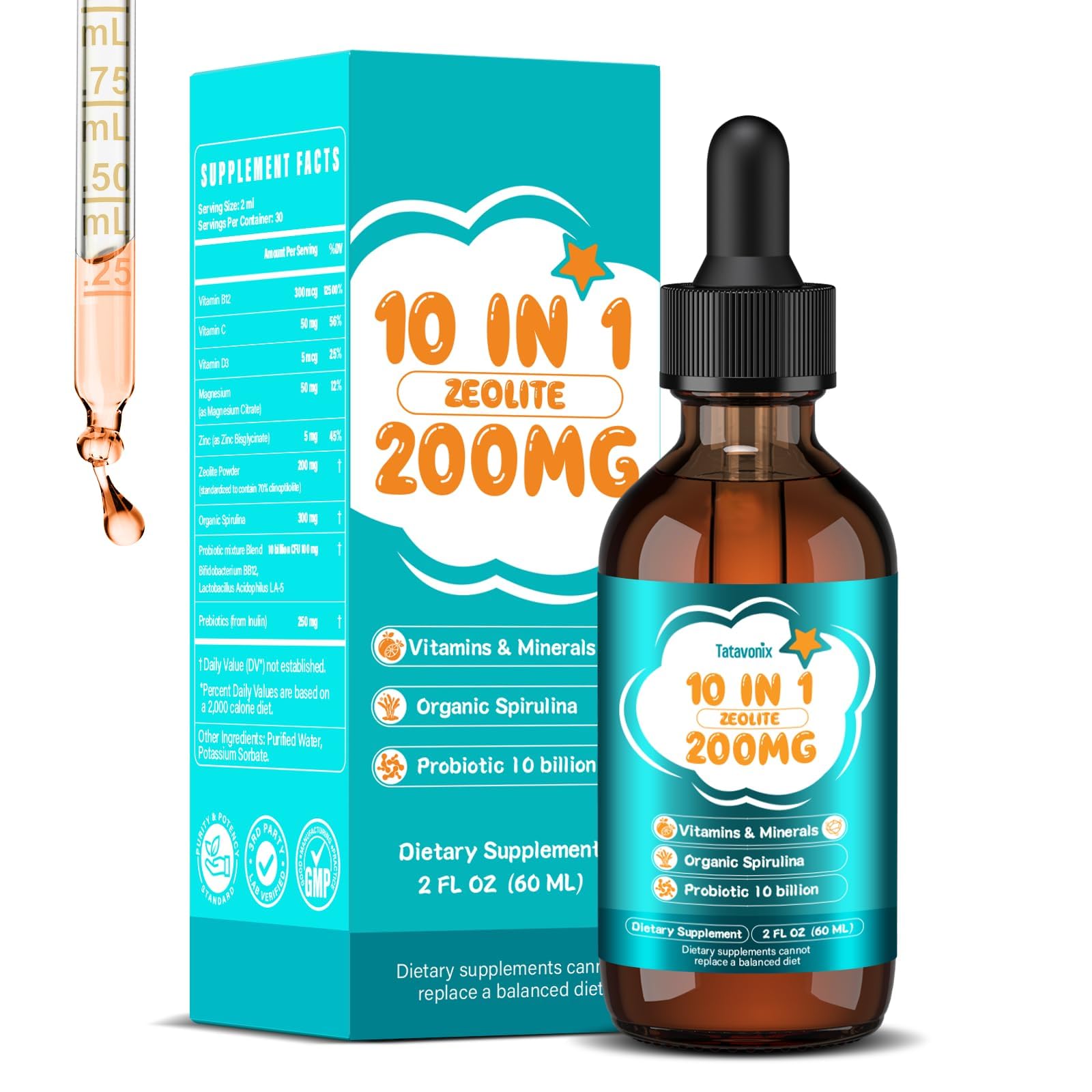 Amazon.com: Tatavonix Zeolite Drops for Kids & Adult, 200mg Liquid