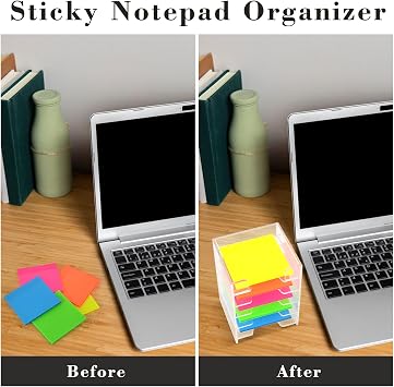 3x3 Inch Acrylic Sticky Note Holder For Desk Colorful Sticky Notes Holder Post It Note Holder Multiple Sticky Notepad Organizer Self Stick Note Pad Holder For Office Home School(No Sticky Notes)