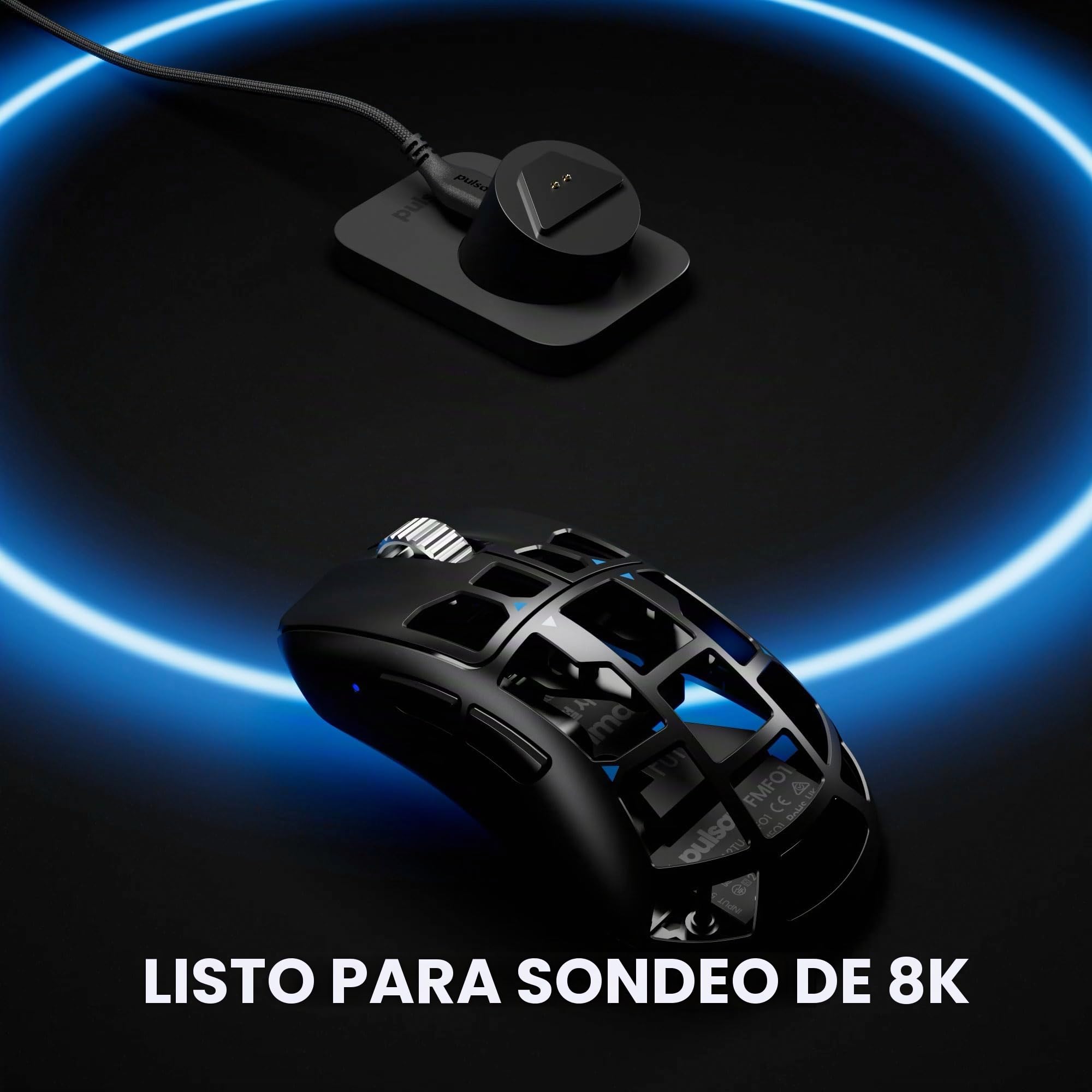 Pulsar Gaming Gears Feinmann Ratón Gaming inalámbrico, Mediano, Negro | Ultraligero 1.62 oz (46g), Ergonómico, Laterales curvos, Joroba central, Agarre Palm/Claw relajado, XS-1, 32K DPI, 8K