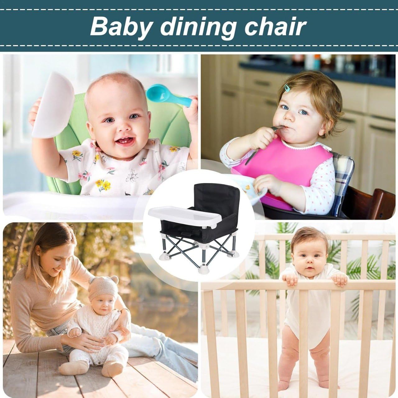 MVM Enterprise Baby foldable chair | Space Saver Baby Seat Booster High Chair Camping Chair for Kids | Toddler Beach Chair for Travel, Outdoor | Folding Chair Booster Seat with Tray for Feeding Compact Design 3