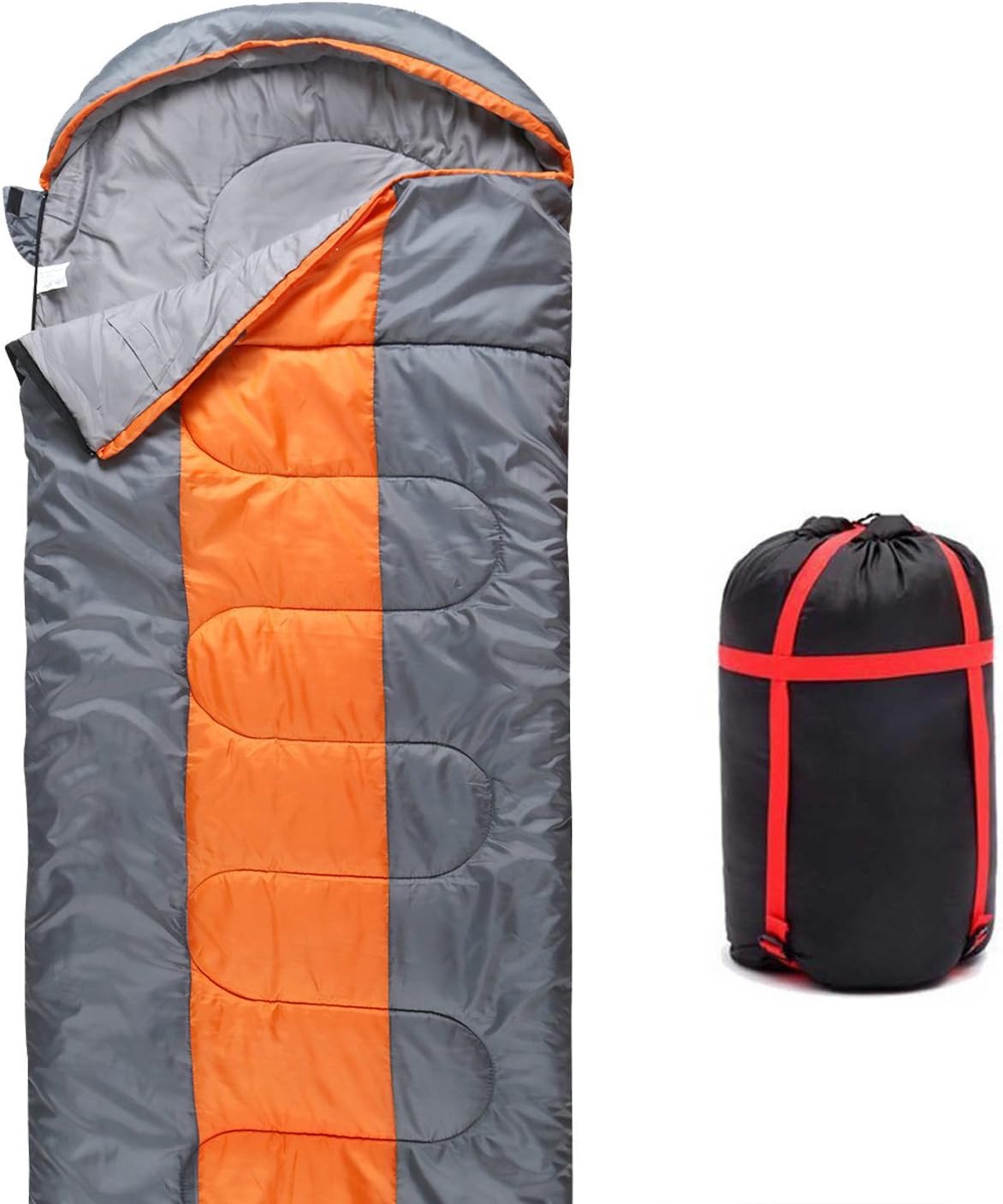 QMQ Sleeping Bag, 3-4 Season Lightweight Sleeping Bag With Compression Sack for Adult Kids Camping Hiking Backpacking Trip, (190+30) x75cm
