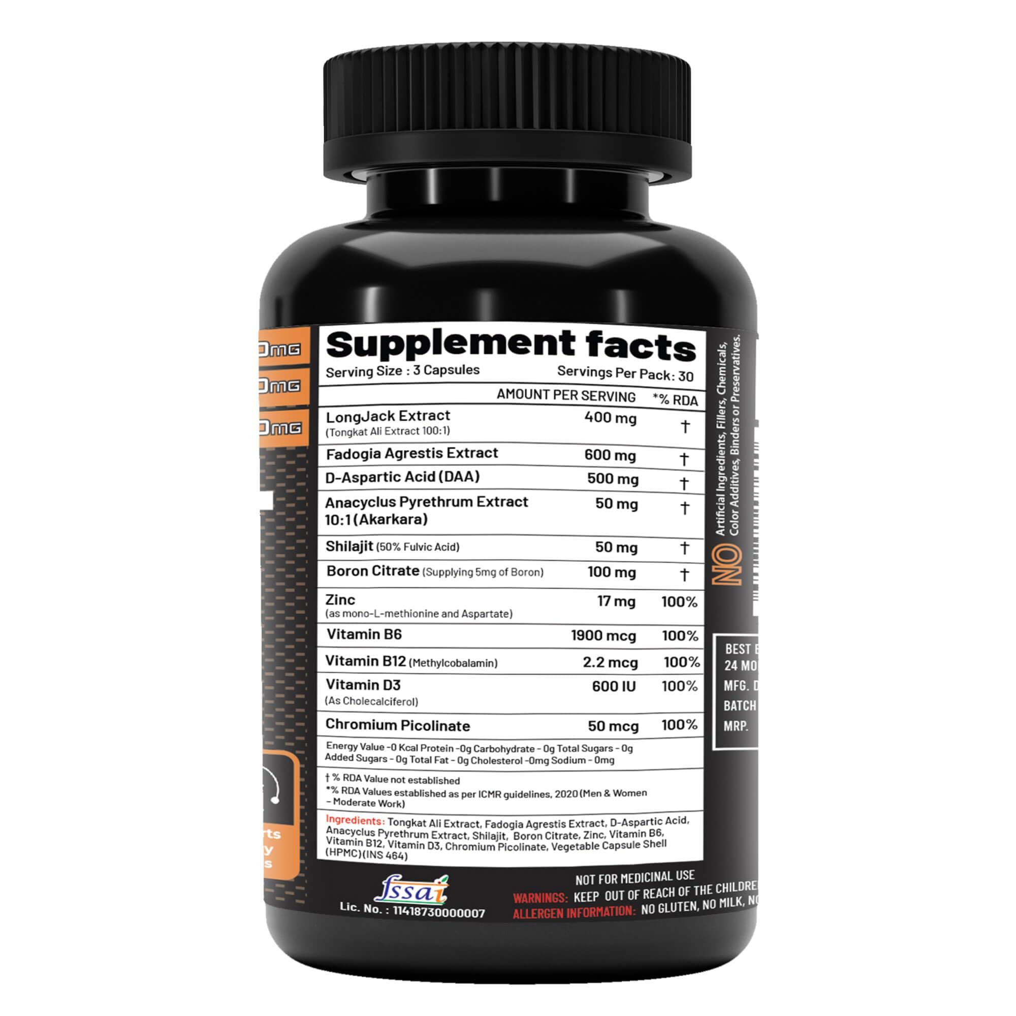 NutriJa Alpha Test | Testosterone Support Supplement for Men | Supports Energy, Strength & Stamina | Tongkat Ali, Fadogia & D-Aspartic Acid | 90 Veg Capsules | 30 Servings — Amazon image 3