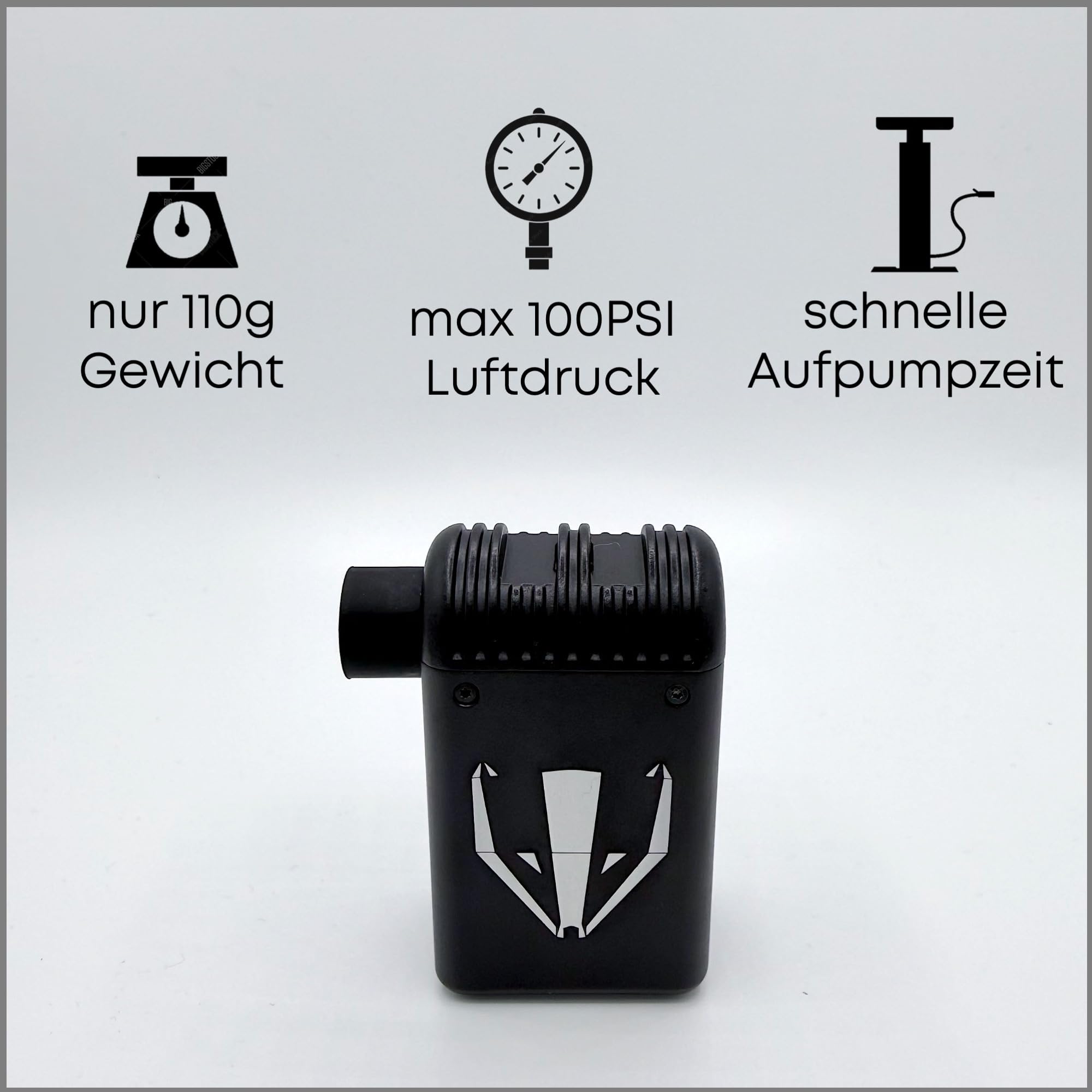 DACHS ePump Mini bomba eléctrica para bicicleta, 100 PSI, bomba de aire digital inteligente con sensor de presión y pantalla, bomba de aire con batería USB-C para válvulas Presta y Schrader, bicicleta