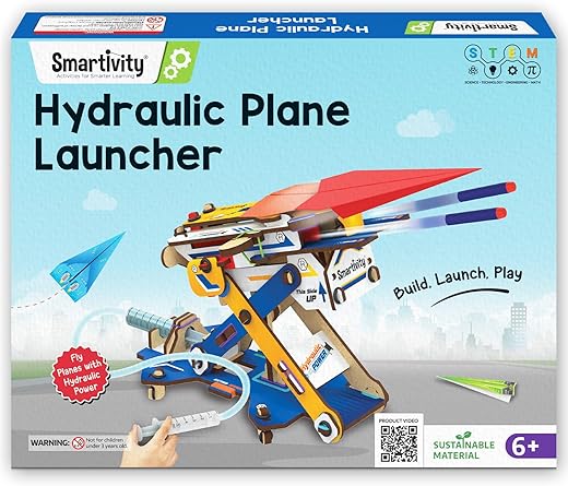 Smartivity Hydraulic Plane Launcher STEM DIY Fun Toy for Kids 6 to 12, Best Gift for Boys & Girls, Educational & Construction based Activity Game,…