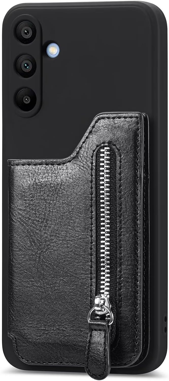 Flip Wallet Case for Huawei P20 Pro / P20 Plus Cover,PU Leather Card Slots Holder Kickstand Stand Zipper Pocket Magnetic Car Mount Durable Shockproof Protective Phone Case-Black
