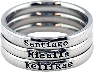 3mm Stackable Stainless Steel Personalized Custom Stacking Name Ring(s) - SANTIAGO