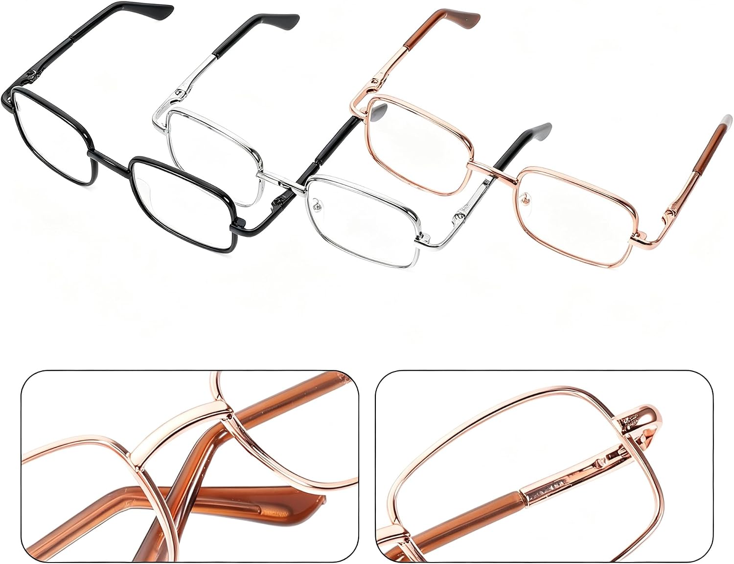 Toyvian Doll Glasses for 8 Inch, 3pcs Metal Square Frame