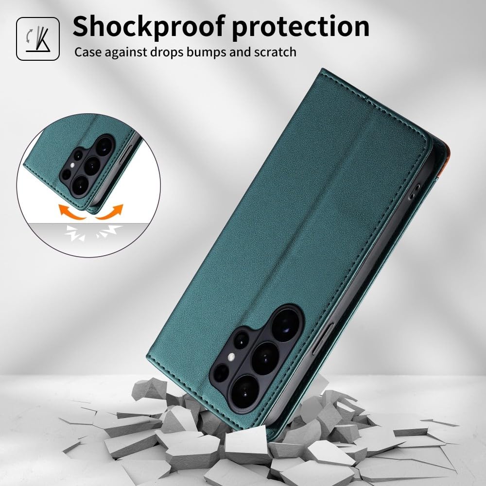 étui compatible avec Sony Xperia 5 V (Couleur : vert) portefeuille magnétique flip back case cuir premium cover