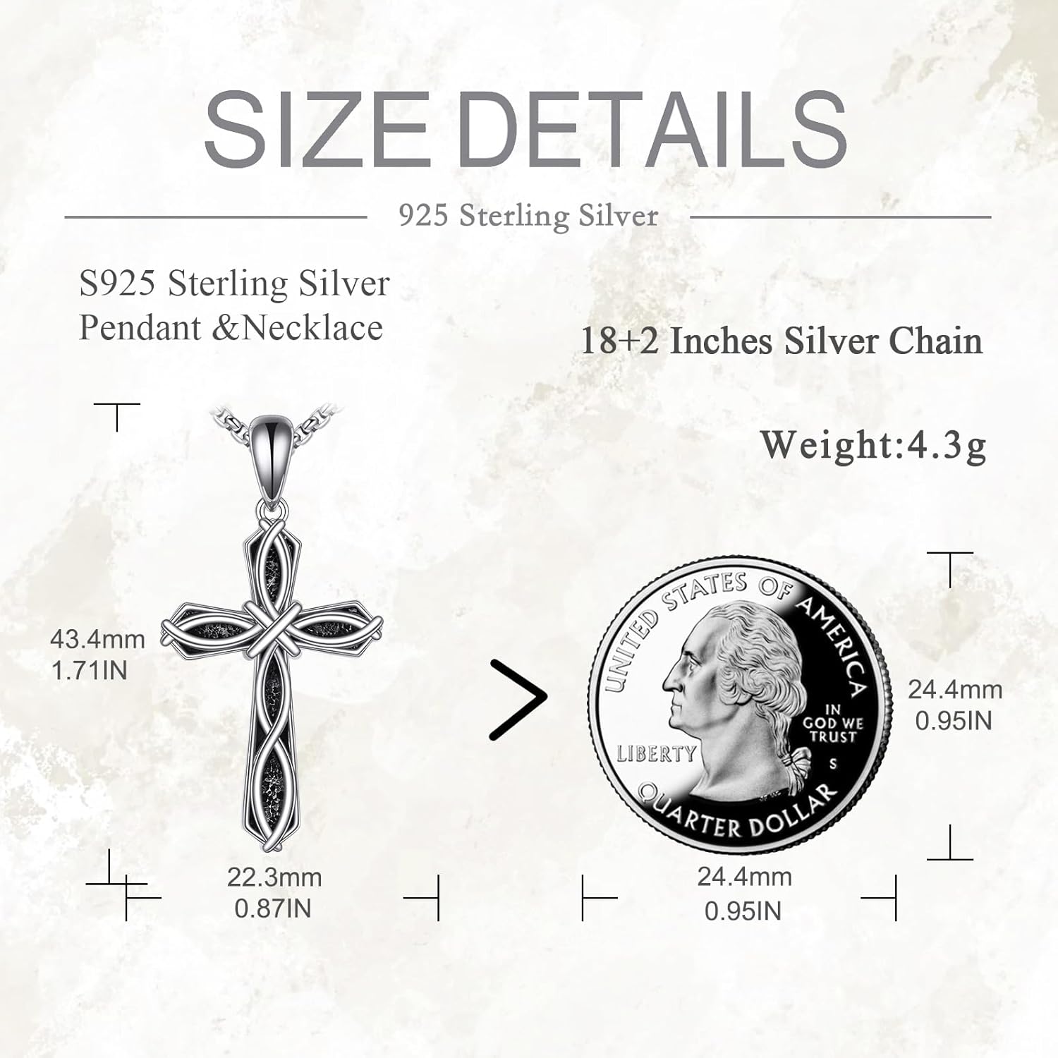 POPLYKE Cross Necklace 925 Sterling Silver Necklace Cross Jewelry for Men - Image 6